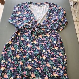 Vera Bradley Essential Knit Robe L/XL Flamingo Garden Casual Comfort Pockets